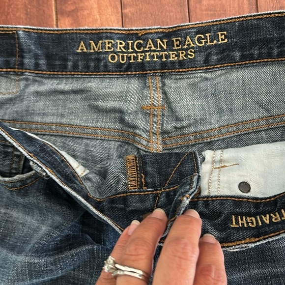 American Eagle Outfitters Men's Dark Blue Relaxed Straight Jeans Size 33/34 - Picture 3 of 7
